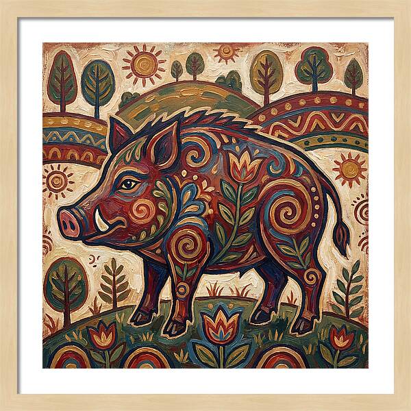 Boar Folk Art