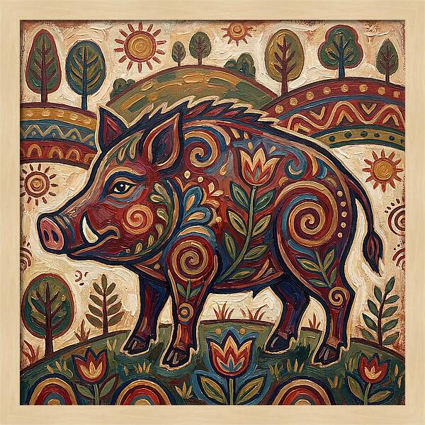 Boar Folk Art