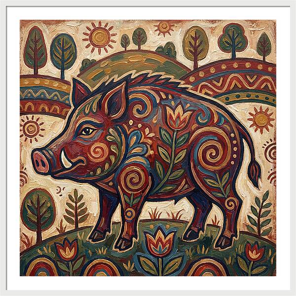 Boar Folk Art