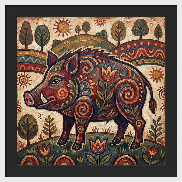 Boar Folk Art