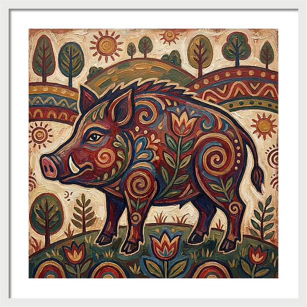 Boar Folk Art