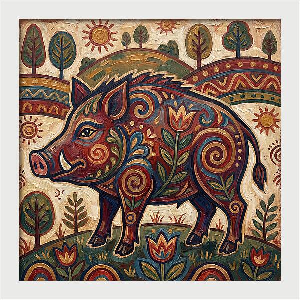 Boar Folk Art