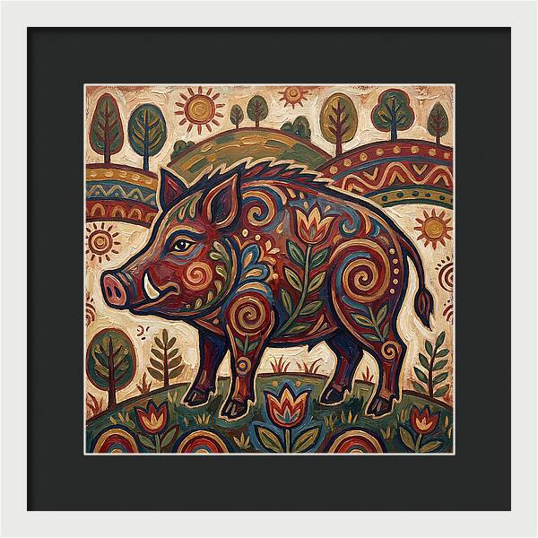 Boar Folk Art