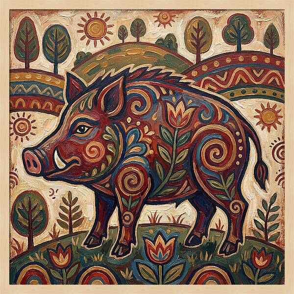 Boar Folk Art