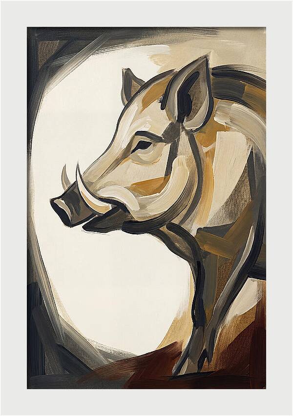 Boar In Minimalist Style