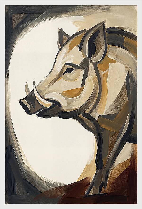 Boar In Minimalist Style