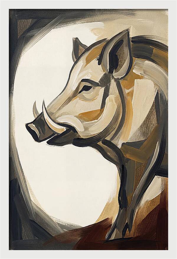 Boar In Minimalist Style