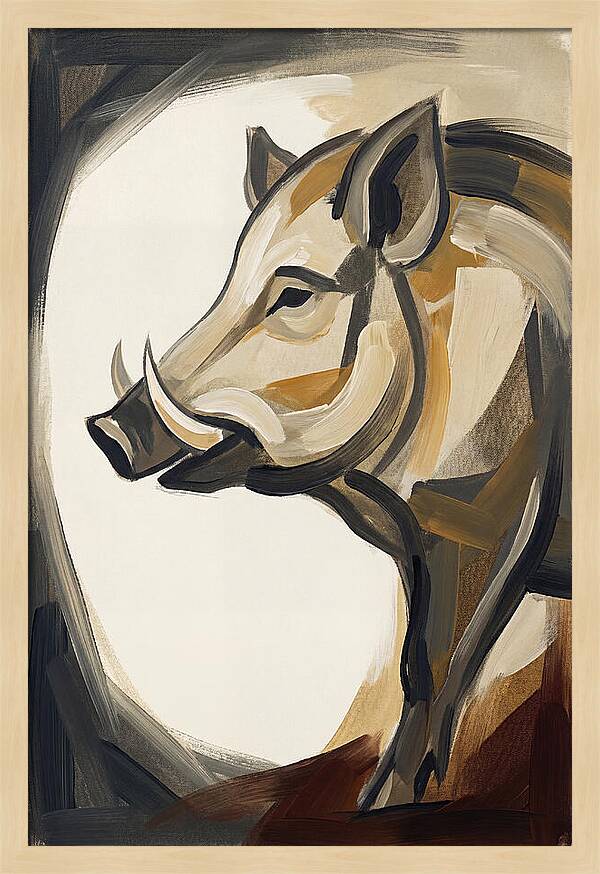 Boar In Minimalist Style
