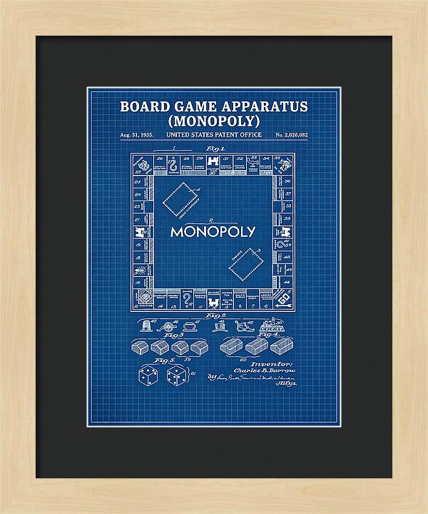 Board Game Apparatus Monopoly Blueprint Patent Us2026082a