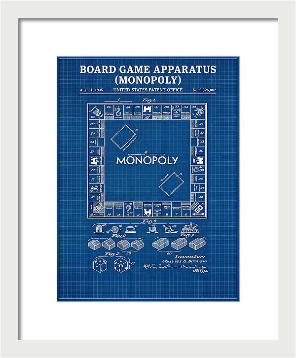 Board Game Apparatus Monopoly Blueprint Patent Us2026082a
