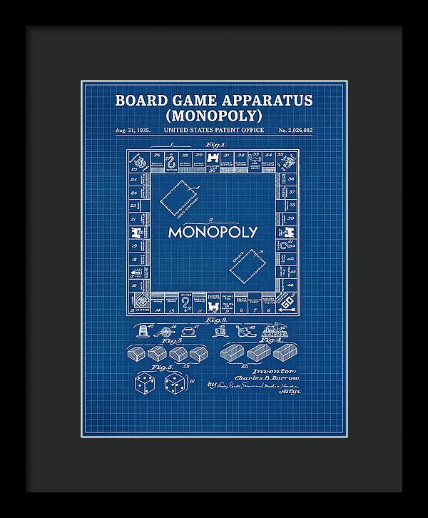 Board Game Apparatus Monopoly Blueprint Patent Us2026082a