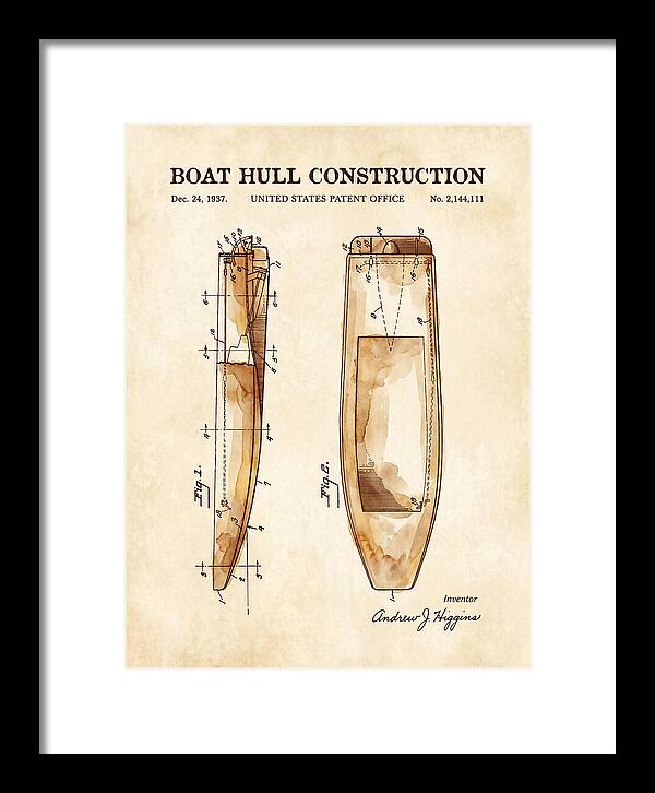Boat Hull Construction Watercolor Patent Us2144111a