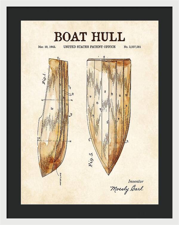 Boat Hull Watercolor Patent Us3237581a