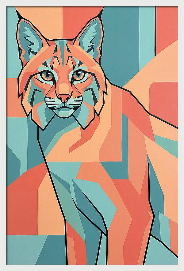 Bobcat In Geometric Colors