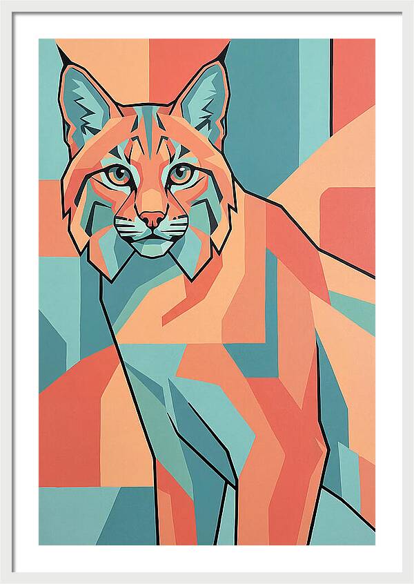 Bobcat In Geometric Colors