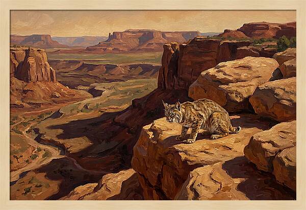 Bobcat On Sandstone Ledge