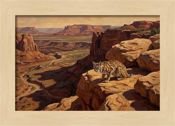 Bobcat On Sandstone Ledge