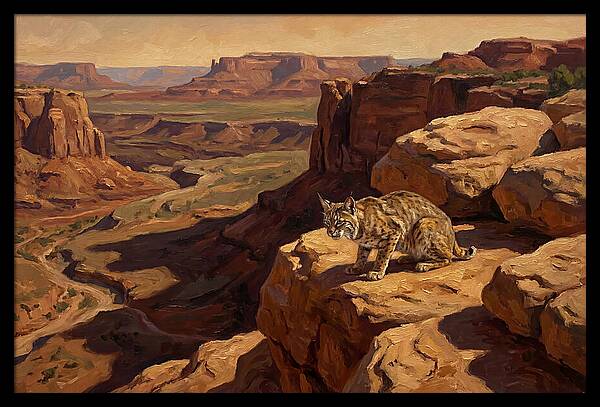 Bobcat On Sandstone Ledge