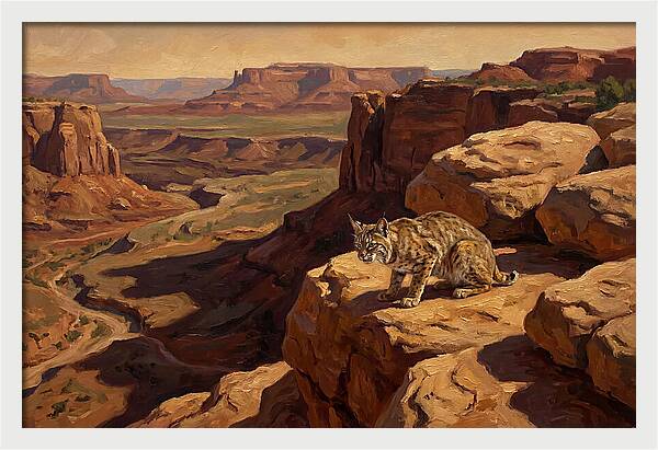 Bobcat On Sandstone Ledge