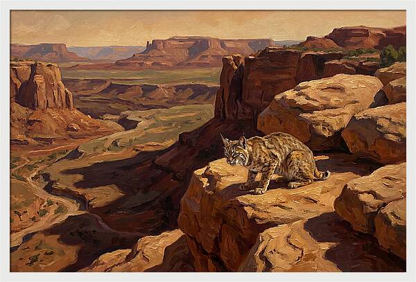 Bobcat On Sandstone Ledge