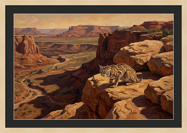 Bobcat On Sandstone Ledge