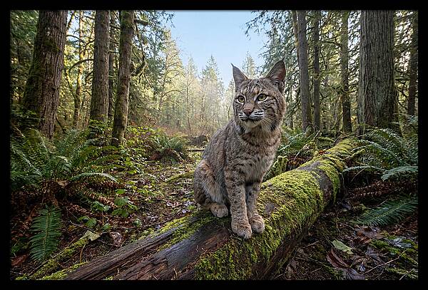 Bobcat Resting On A Log