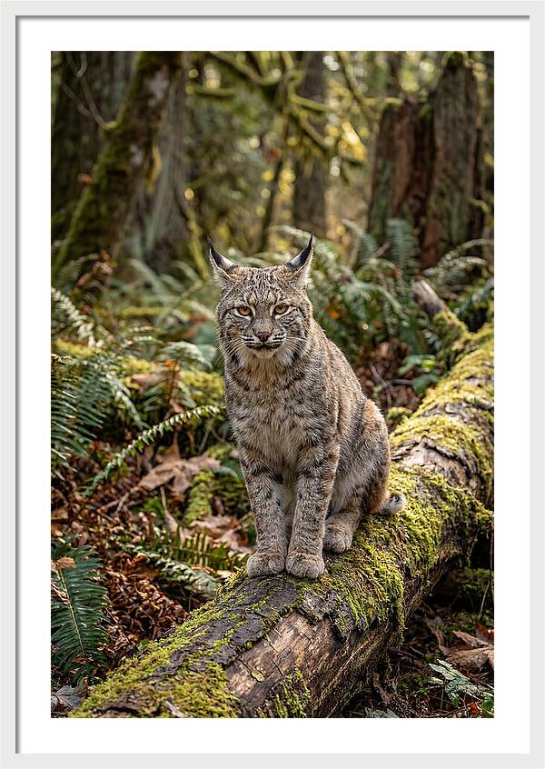 Bobcat Sitting On A Log