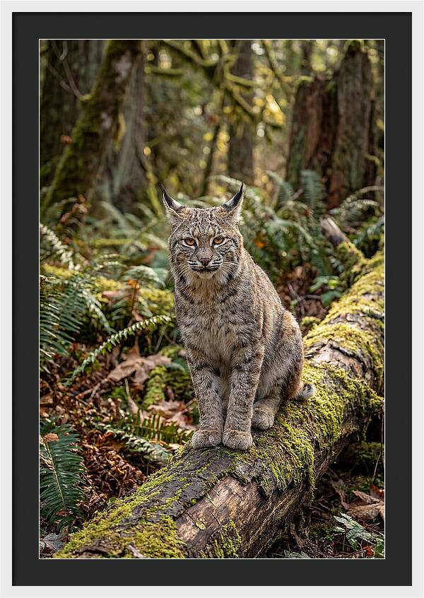 Bobcat Sitting On A Log