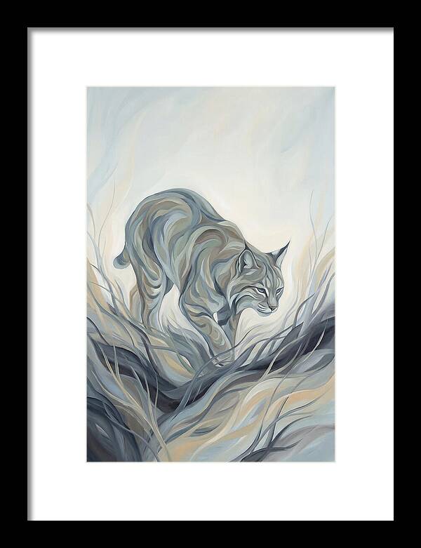 Bobcat Stalking Through Dry Brush