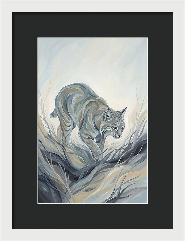 Bobcat Stalking Through Dry Brush