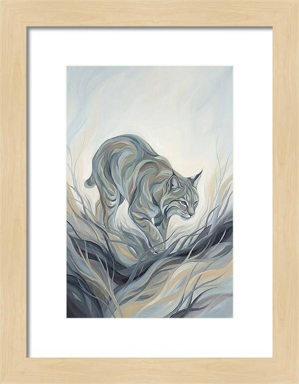 Bobcat Stalking Through Dry Brush