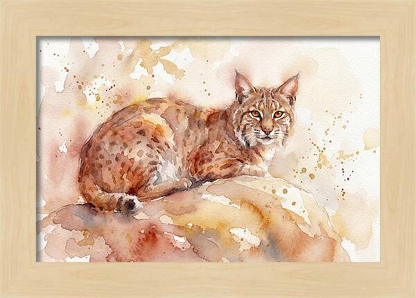 Bobcat Watercolor Serenity