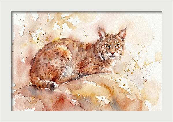 Bobcat Watercolor Serenity