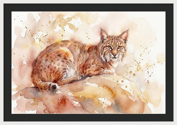 Bobcat Watercolor Serenity