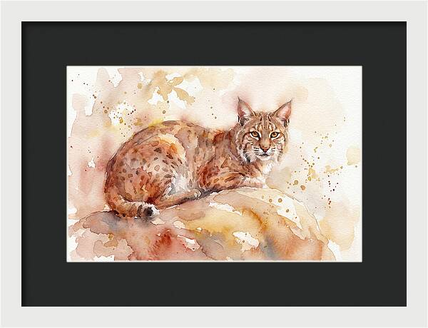Bobcat Watercolor Serenity