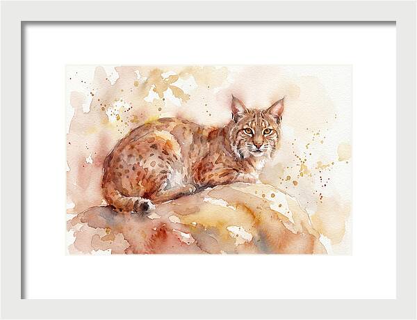Bobcat Watercolor Serenity