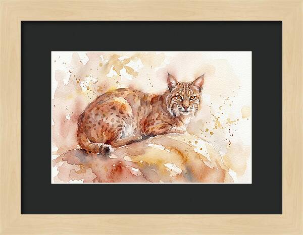 Bobcat Watercolor Serenity