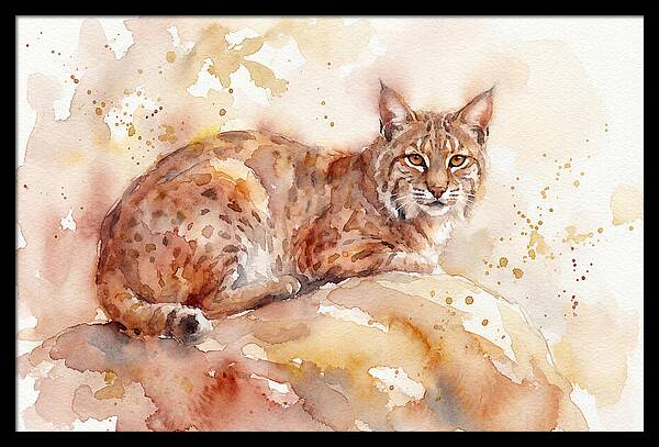 Bobcat Watercolor Serenity