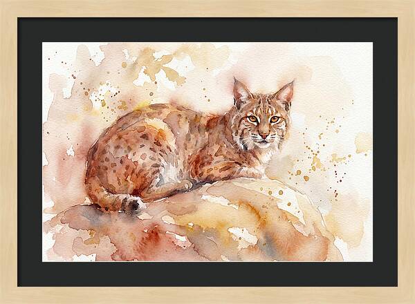 Bobcat Watercolor Serenity