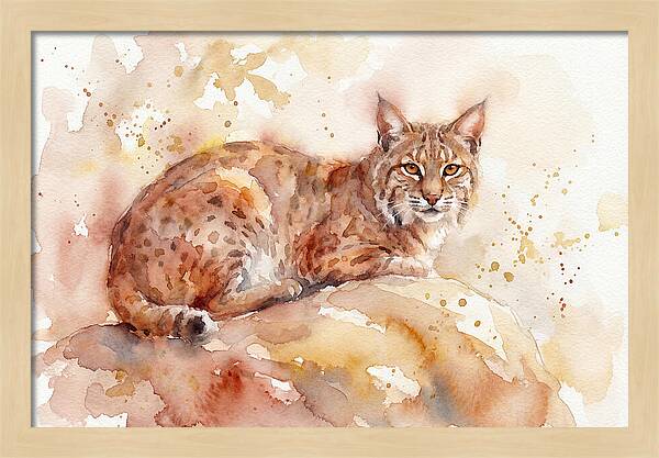 Bobcat Watercolor Serenity
