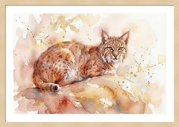 Bobcat Watercolor Serenity