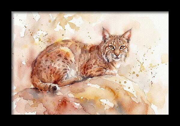 Bobcat Watercolor Serenity