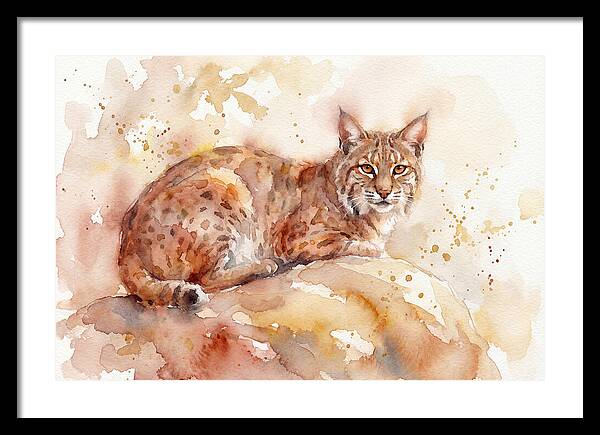 Bobcat Watercolor Serenity