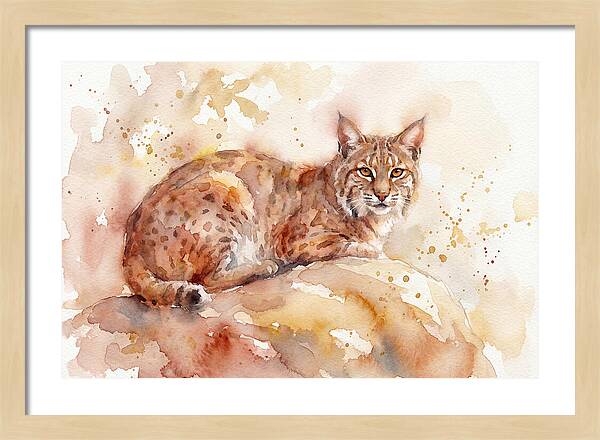 Bobcat Watercolor Serenity