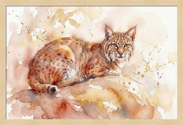 Bobcat Watercolor Serenity