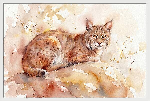 Bobcat Watercolor Serenity