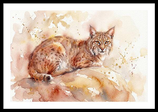 Bobcat Watercolor Serenity