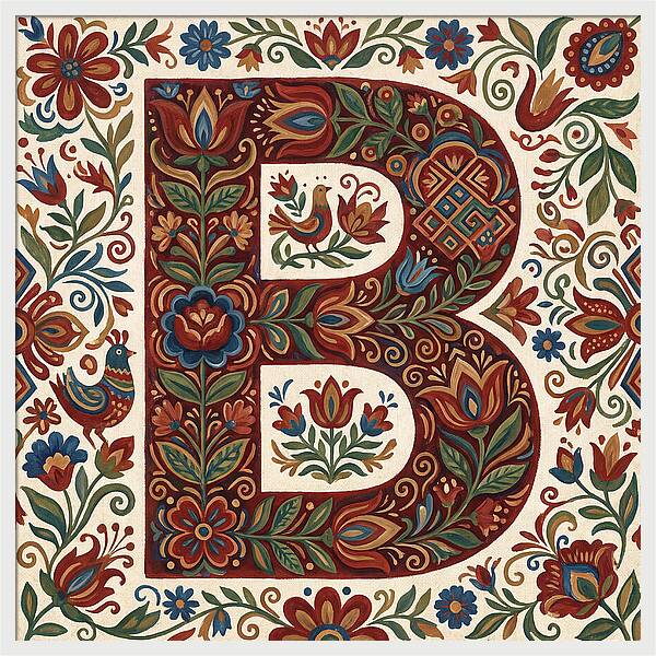 Bold Floral Letter B