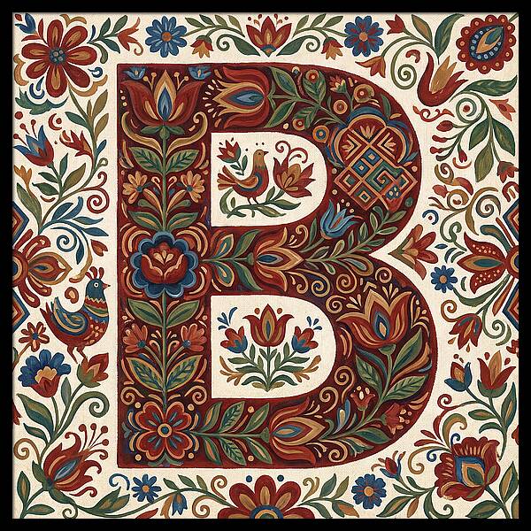 Bold Floral Letter B