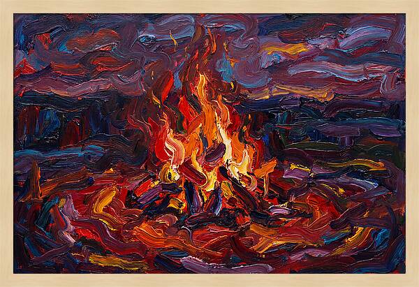 Bonfire Blaze At Dusk